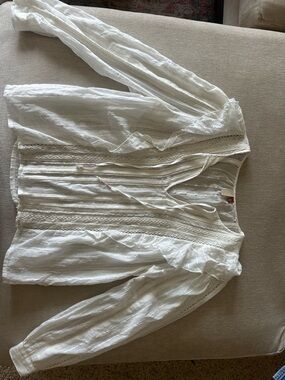 Pilcro Cream Textured Lightweight Blouse